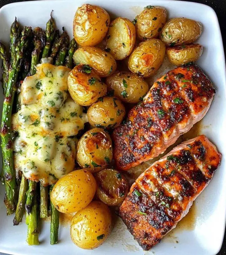 Baked Salmon with Potatoes and Asparagus Ingredients