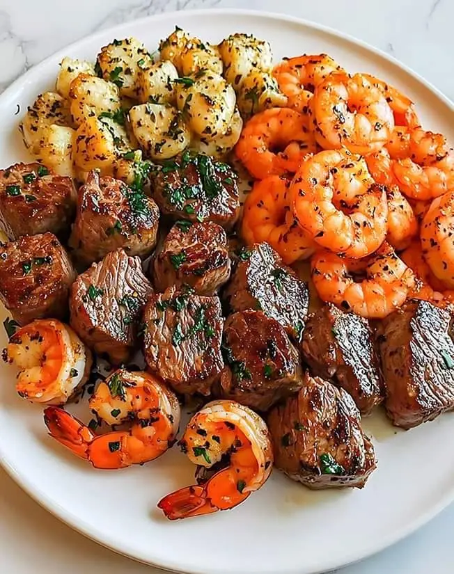 WOULD YOU EAT THESE SAVORY STEAK BITES AND SHRIMP