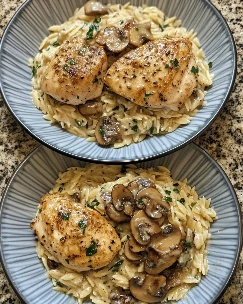 Garlic Herb Chicken with Creamy Mushroom Orzo