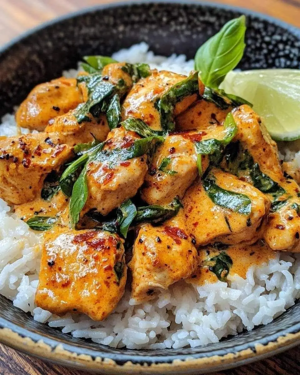 Spiced Coconut Basil Chicken with Rice