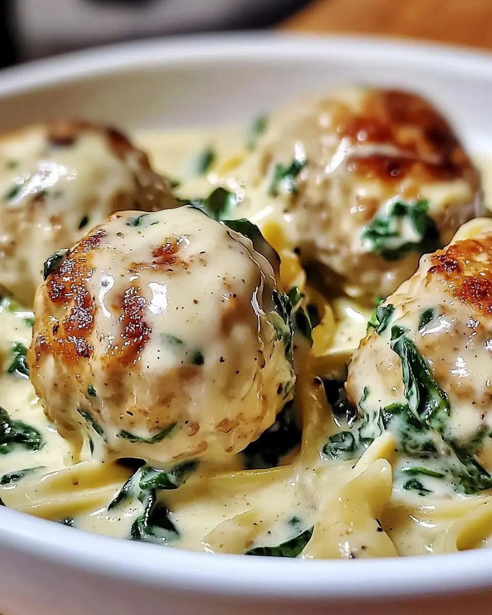 Creamy Spinach Alfredo Chicken Meatballs