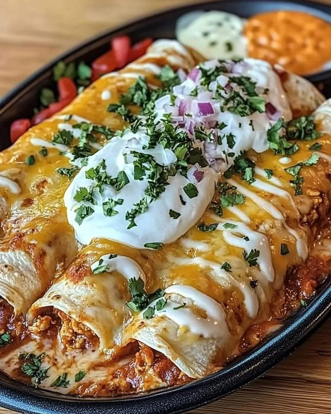 Cheesy Chicken Enchiladas With Creamy Sauce