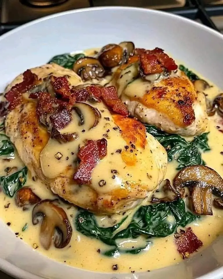 Creamed Spinach, Bacon, and Mushrooms