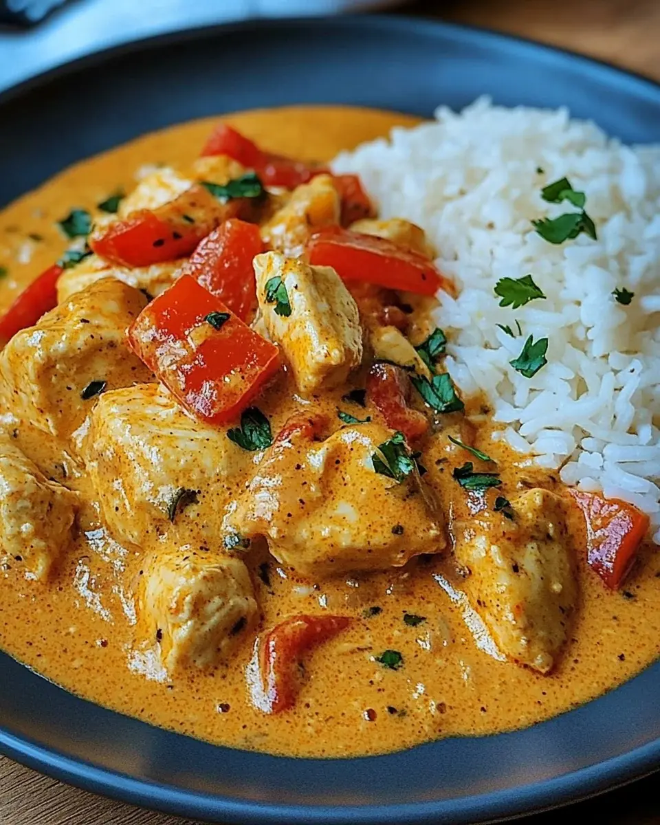 Chicken Curry with Creamy Tomato Sauce and Rice