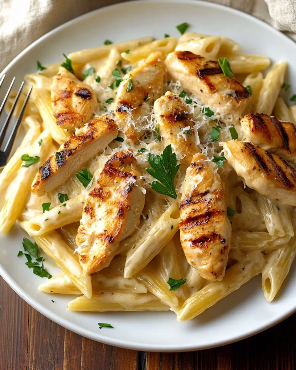 Grilled Chicken with Creamy Alfredo Penne – A Comfort Food Classic You’ll Love