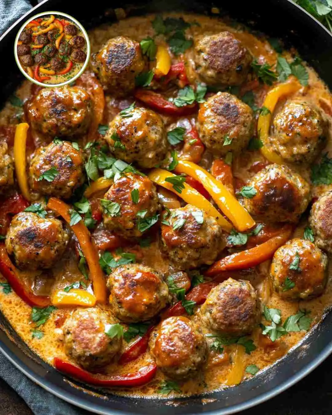 Ultimate Chicken Meatballs in Creamy Bell Pepper Sauce