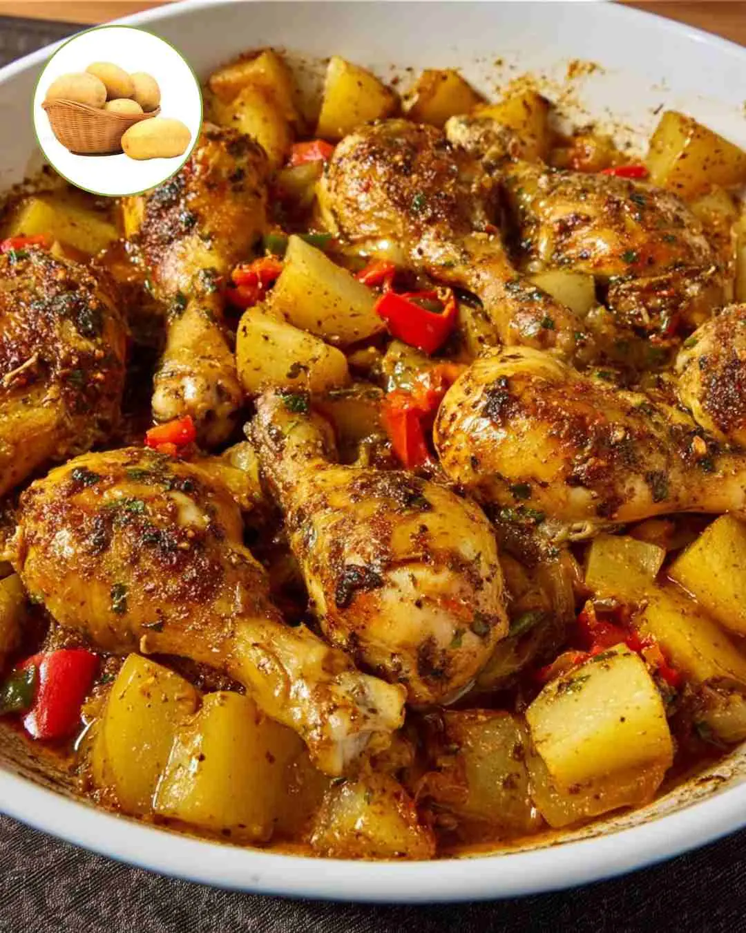 Savory Oven-Roasted Chicken Drumsticks with Rustic Potatoes and Sweet Peppers