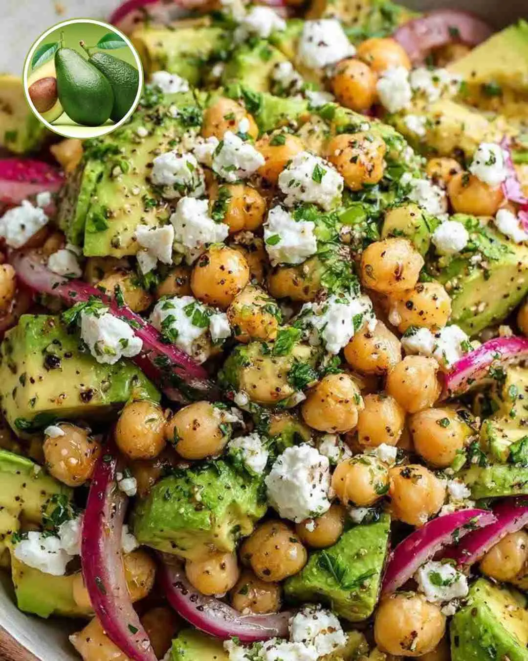 Chickpea Feta Avocado Salad