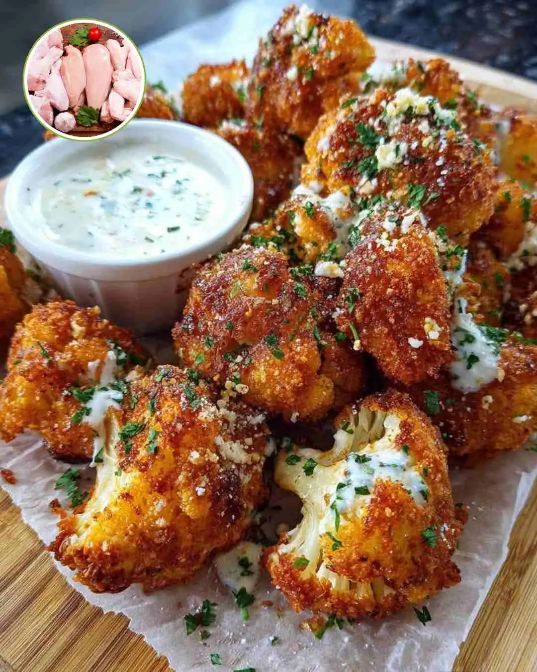 Crispy Cauliflower Bites with Spicy Yogurt Sauce