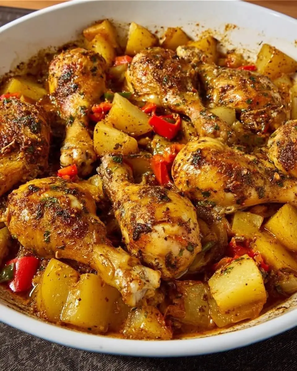 Savory Oven-Roasted Chicken Drumsticks with Rustic Potatoes & Sweet Peppers