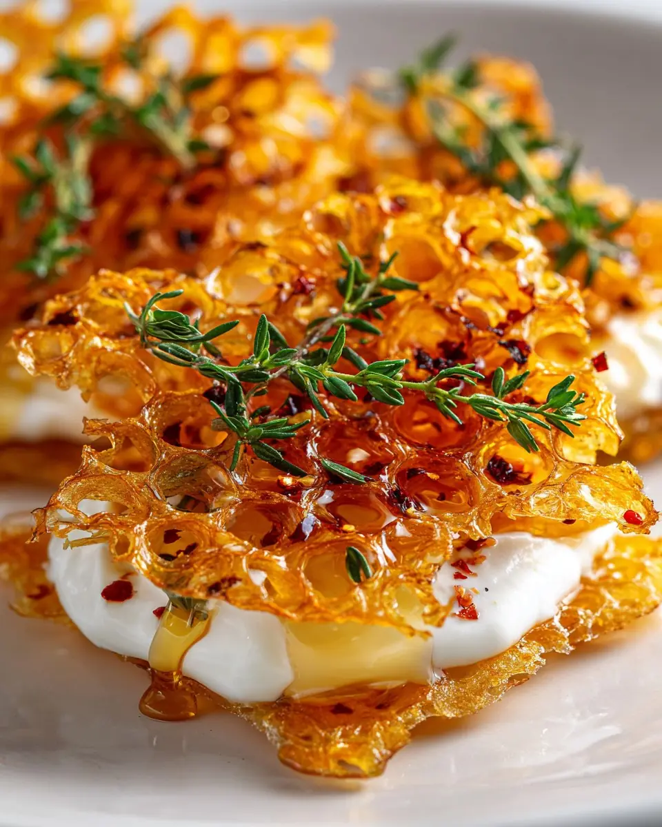 Crispy Feta Lace with Yogurt & Hot Honey