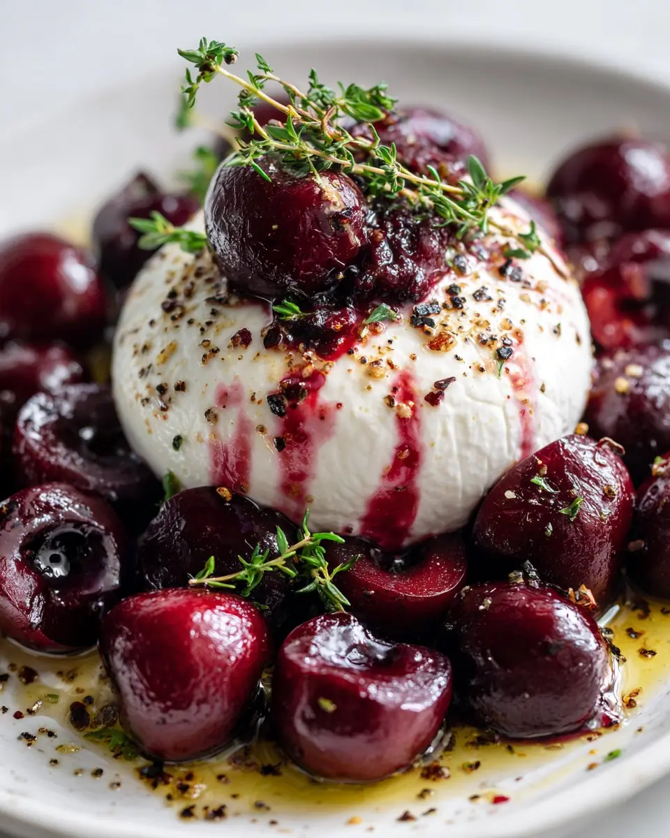 Burrata with Roasted Black Pepper Cherries