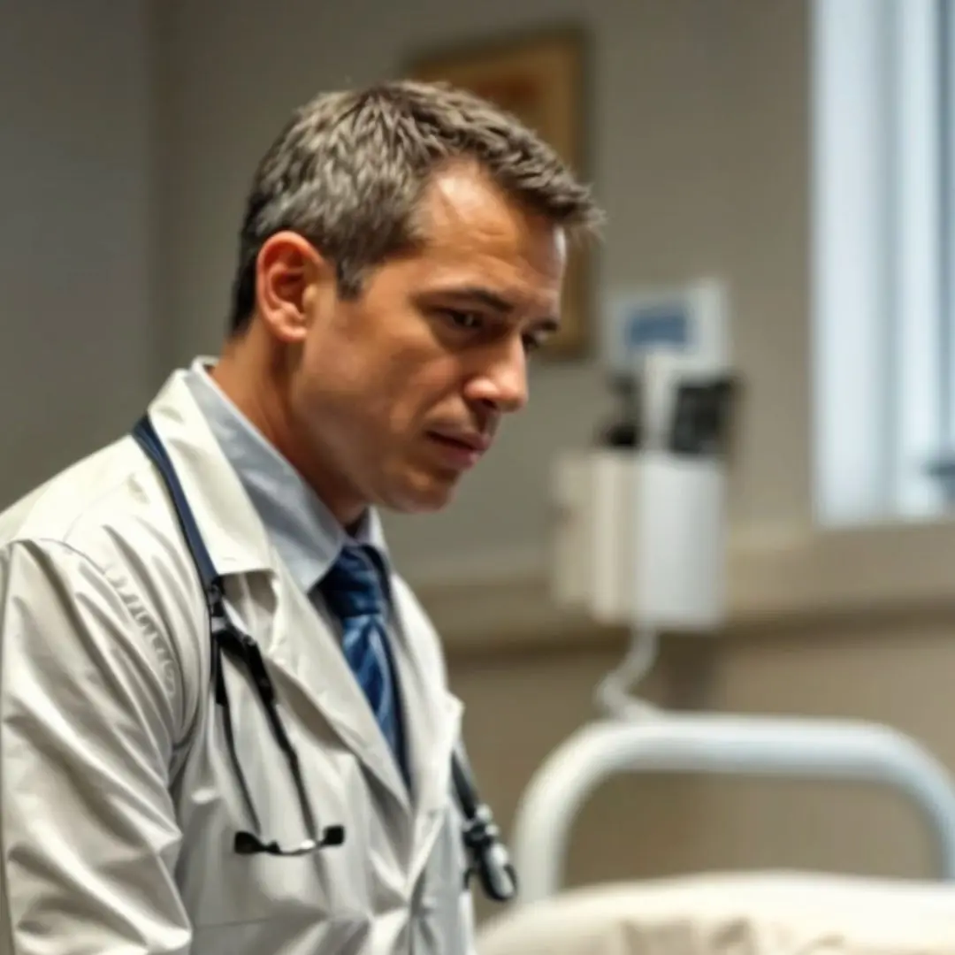 Seeing who was before him, the doctor fell to his knees, recognizing