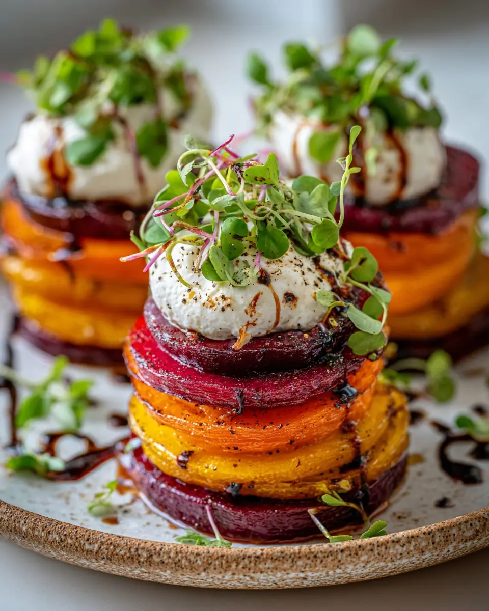 3-Layer Burrata & Beet Sweet Potato Stacks