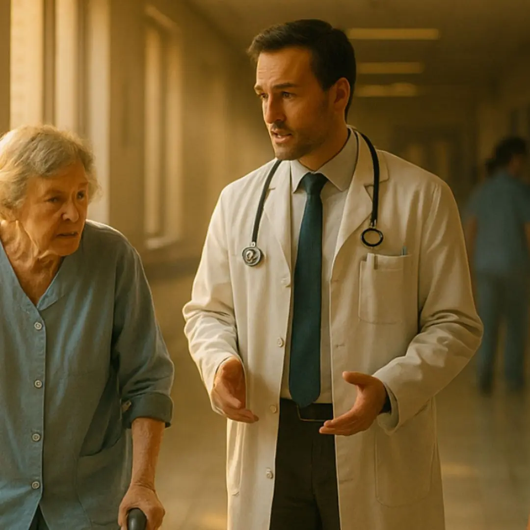 The orderlies were calling him a bum and refused to admit him, but when the doctor saw the man, he yelled at them and ordered them to prepare the surgical