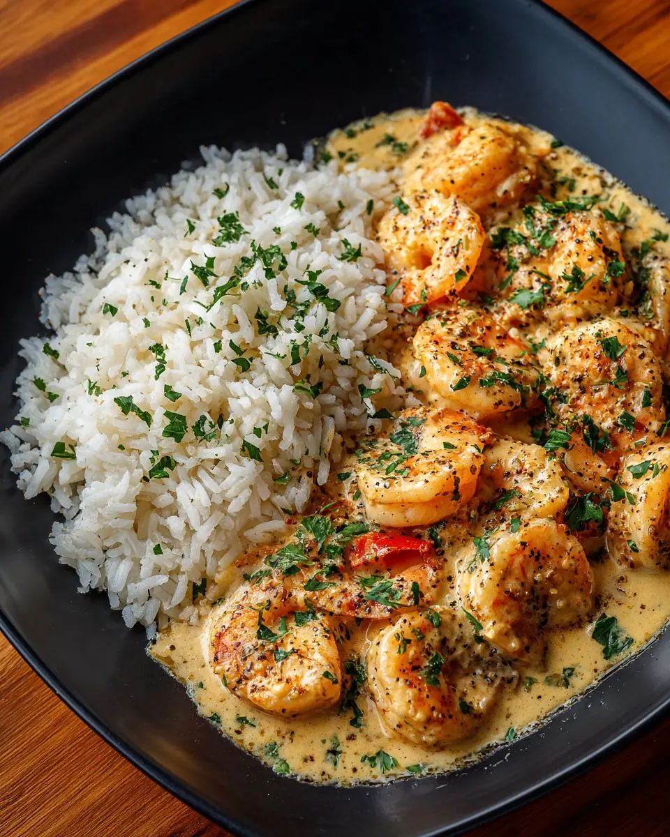 Creamy Garlic Butter Shrimp with Herbed Rice
