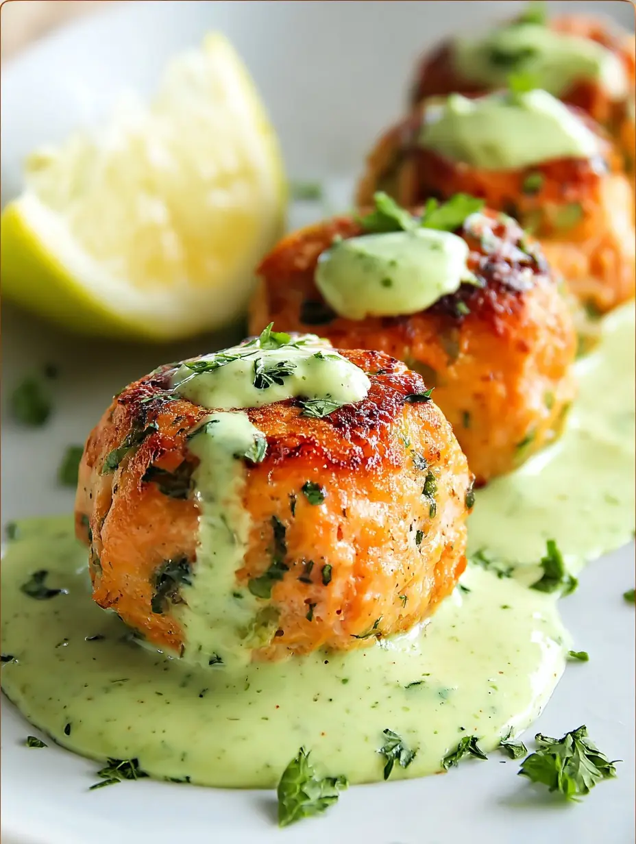 Salmon Cakes with Creamy Avocado Sauce