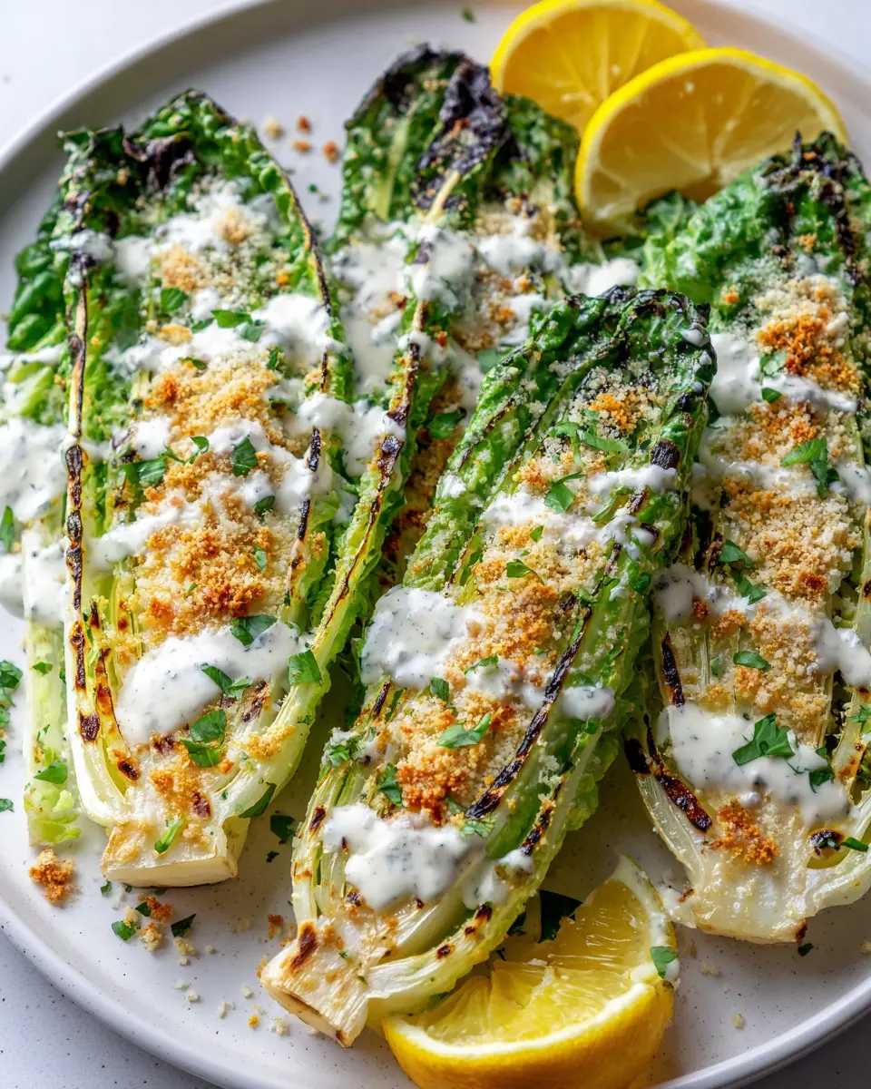 Smoky Grilled Romaine with Garlic-Parmesan Crunch