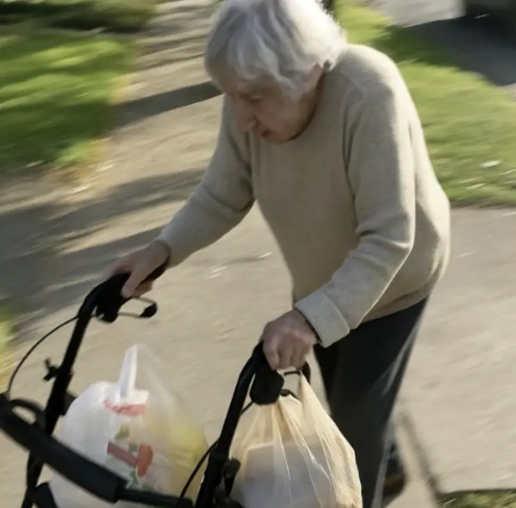 She walked six blocks with a rollator to deliver soup to her neighbor