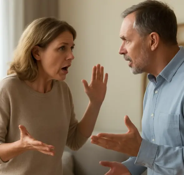 I came to apologize, to talk calmly, and you… You’re hysterical,” the man said